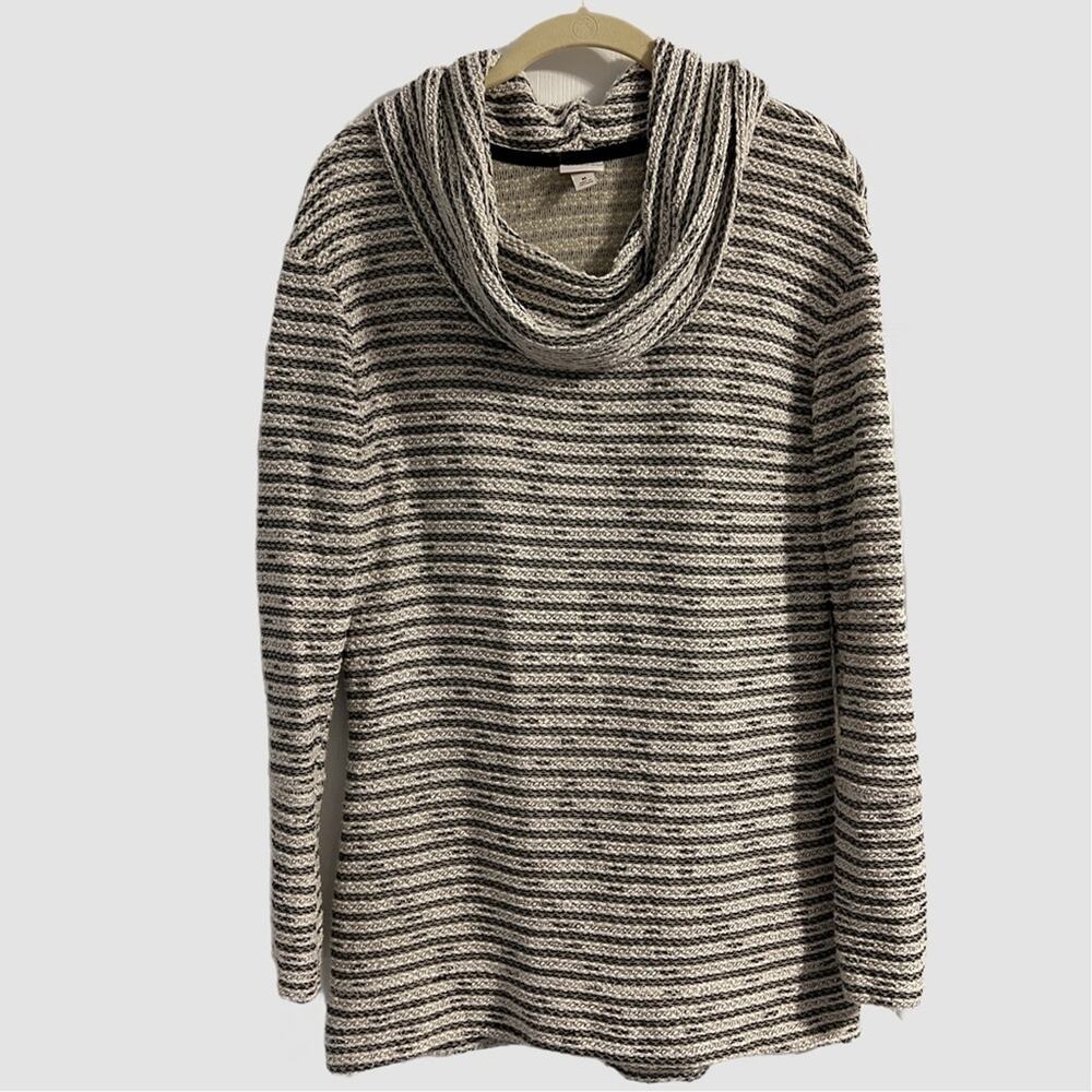 Merona Textured Black & White Cowl Neck Sweater Rayon/Cotton Blend‎ Size Medium
